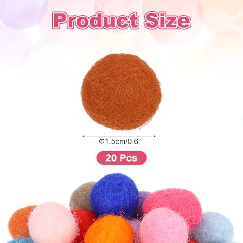 PATIKIL Wool Felt Balls Beads Wool Felting Pom 1.5cm 15mm Coffee for Home Decor DIY Crafts Handcrafts Project Pack of 20 - Image 2