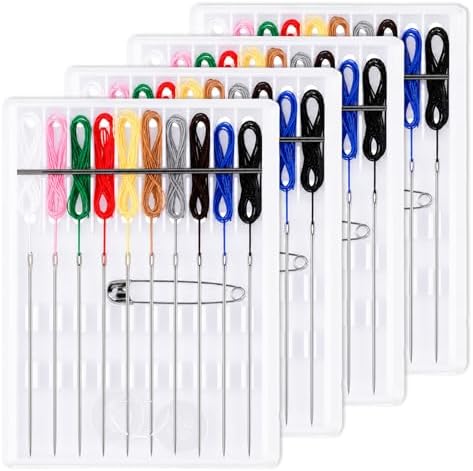 4 Boxes Travel Sewing Kit Mini, Pre Threaded Needles for Hand Sewing by Unknown