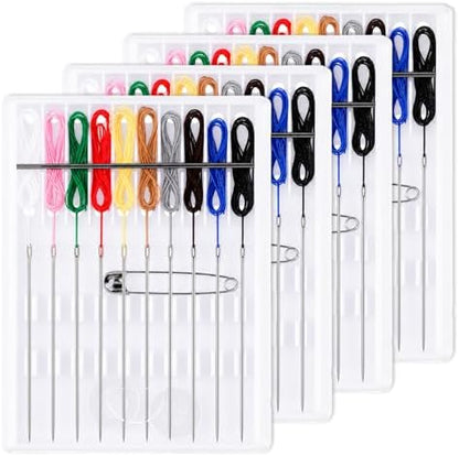 4 Boxes Travel Sewing Kit Mini, Pre Threaded Needles for Hand Sewing by Unknown