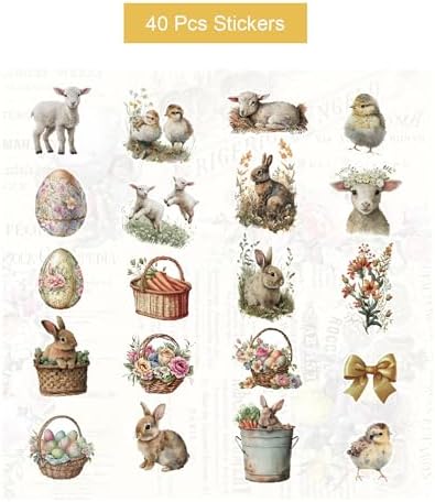 24 Sheets Easter Pattern Paper Set, 6" x 6" Patterned Cardstock Paper with 40 Pcs Stickers Scrapbooking Supplies Paper Rabbit Carrot Easter Egg Origami Paper - 12 Styles - Image 3