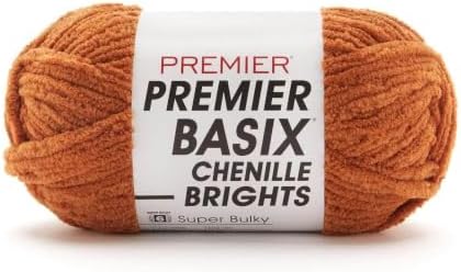 Premier Basix Chenille Brights, Rust, Super Bulky Weight, 5.3 oz,112 Yards by Premier