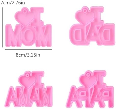 I Love Mom Dad Word Keychain Pendant Resin Mold Thanksgiving Silicone Mould Silicone 3# - Image 6