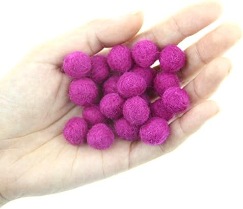Needle Felt Balls Pure Wool Beads Dry Felted Balls 15mm Handmade DIY Crafts 20pcs (Darker Pink) - Image 2