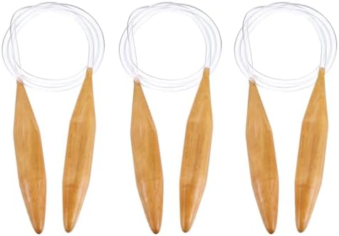 HARFINGTON 3Pcs US Size 50 (25 mm) Circular Knitting Needles, 39 Inch / 100 cm Round Wooden Needle for Handmade Projects DIY Knitting Blankets Socks Hats Sweaters by HARFINGTON