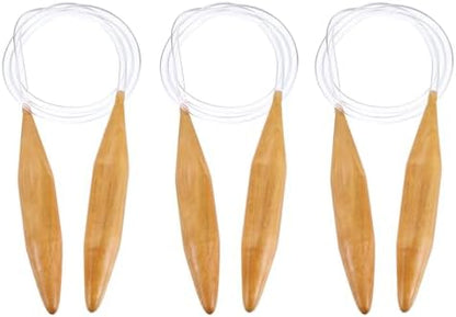HARFINGTON 3Pcs US Size 50 (25 mm) Circular Knitting Needles, 39 Inch / 100 cm Round Wooden Needle for Handmade Projects DIY Knitting Blankets Socks Hats Sweaters by HARFINGTON