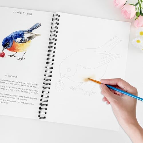 Watercolor Workbooks Birds, 15 Beautiful Paintings for Water Color Book Adult, Watercolor Coloring Book for Beginners, Watercolor Workbook for Adults Teens (Without Palette, Birds) - Image 4