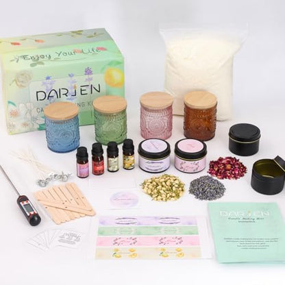 DARJEN Candle Making Kit for Adults, 8 Jars & Tins Soy Wax Scented DIY Set by DARJEN