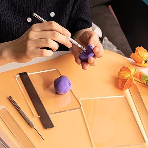 12 Pcs Polymer Clay Cutter Tools, Acrylic Roller for Polymer Clay, Acrylic Sheet Rectangle Shape, Clay Rolling Pin, Modeling Clay Carving Tools, Shaping Knife for Clay DIY, Earing Making, Jewelry - Image 3