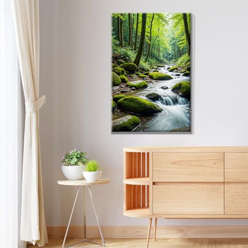 JOOZ Paint by Numbers Kit for Adults with Frame Landscape Paint by Number with Easel Forest Adult Paint by Number Kits Framed Canvas Tree Oil Painting Kits for Gift Home Wall Decor 8x12 Inch - Image 4