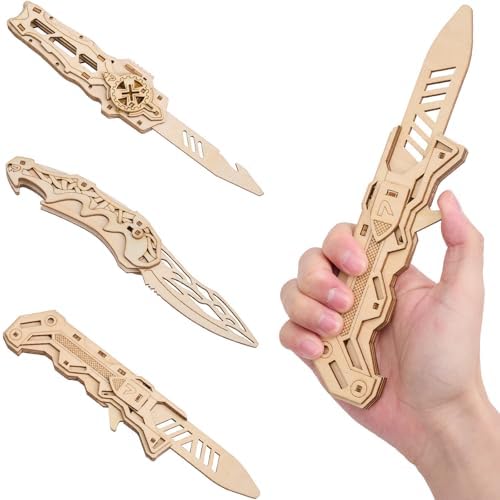 3D Wooden Puzzle for Adults: 3-in-1 DIY Wooden Puzzles Knife Kit - 134 Pcs Brain Teaser Mechanical Model Building Toy for Adult Hobby - Wooden Craft Art Unique Gift Idea for Teens Men by Unknown