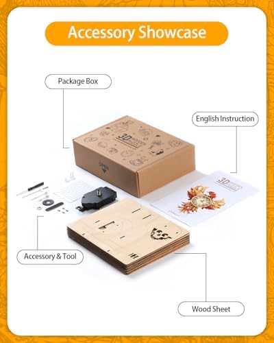 3D Puzzles for Adults-Wooden Phoniex Clock Puzzle DIY Clock Model Kit - Image 2