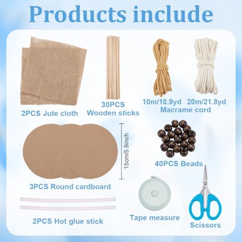 FREEBLOSS Macrame Woven Basket kit DIY Macrame Kit for Beginners with Instruction Wooden Beads Basket Weaving Craft Supplies Baskets Weaving Project for Holiday Activities - Image 2
