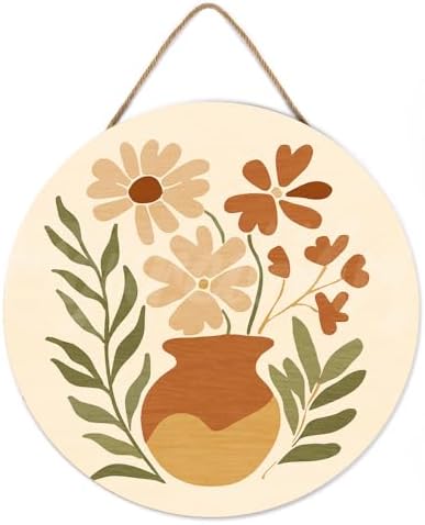 Figured'Art Paint by Numbers Kit for Adults on Wood Slice, 11.8in Diameter - Pot of Flowers - Craft Art Painting DIY Canvas - Image 2