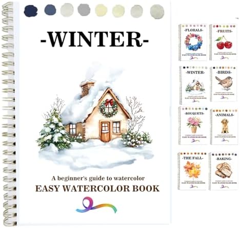 Watercolor Workbooks Coloring Book Beginner Friendly Painting Kit Easy Nature Scenes Paint Set Art Crafts for Creative Exploration Gift for Adults (Winter, Without Palette) by Unknown