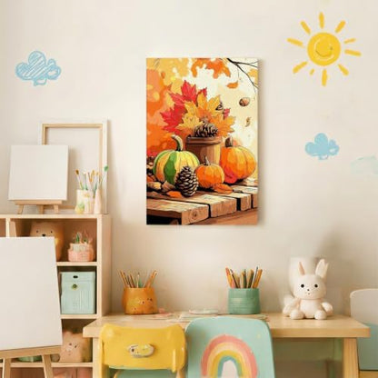 Spandrel Pumpkin Framed Paint by Numbers Kit for Adult, Halloween Adult Paint by Number Kits on Canvas, DIY Acrylic Oil Easy Autumn Painting by Numbers Fall for Home Wall Decor, 8x12in - Image 3