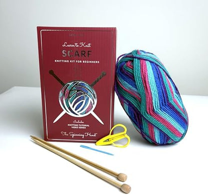 The Spinning Hand Knitting Kit for Beginners Adults – Educator-Designed, Self-Striping Wool Yarn, Bamboo Needles & Video Tutorials (Tie Dye) - Image 4