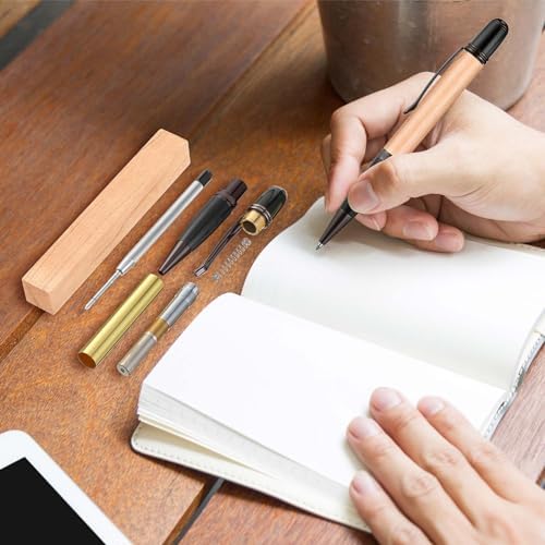 Colarr 10 Set Pen Making Kit Include 10 Woodturning Pen Kit 10 Exotic Wood Pen Blanks Twist Ballpoint Pen Kit with Refill Copper Pen Turning Supplies for DIY Pen Making Classroom Teacher Student Gift - Image 6