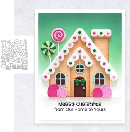 Scrapbooking Die-Cuts, Christmas Metal Cutting Dies for Card Making, Paper Craft Punch Template, Background Embossing Stencils, DIY Album Décor(Christmas Candy House-12.3x14.1cm) - Image 2