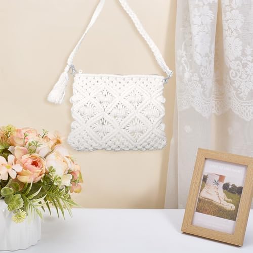 WEBEEDY DIY Macrame Bag Making Kit for Adults Beginners White Boho Cross Body Bag Kit with 109 Yards 3mm Macrame Cord, Video Tutorials, Handmade Purse Making for Holiday Birthday Gift Beach Decor - Image 5