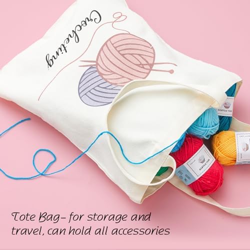 INSCRAFT Crochet Kit for Beginners Adults, 18 Large Acrylic Yarn Skeins 1800 Yards Yarn, 105 PCS Crochet Kit with Hooks Yarn Set,Includes Canvas Tote Bag, Ideal Starter Pack for Professionals - Image 3