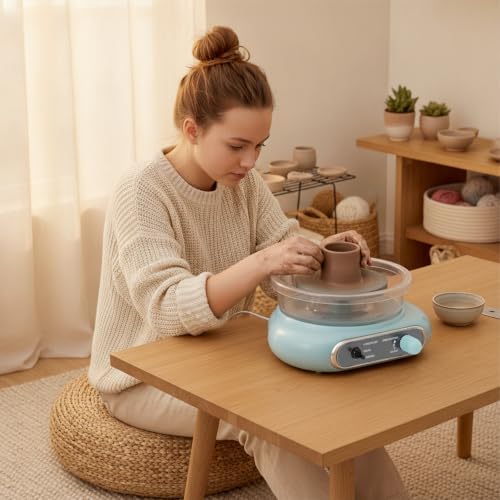KRUDFSC Electric Pottery Wheel Machine, 24W Mini Pottery Kit with 8 Tools - Image 2