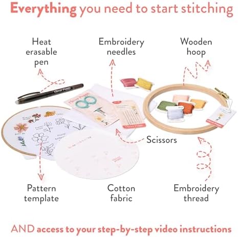 Clever Poppy Floral Stitch Sampler Beginner Embroidery Kit – Easy Embroidery Kit for Beginners with Hoop, Thread & Patterns – Hand Embroidery Kit for Adults and Teens – Complete Embroidery Starter Kit - Image 3