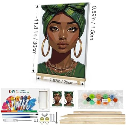 HeeBenor Framed Paint by Numbers Kit for Adults, Black Women, 8x12 Inch - Image 2