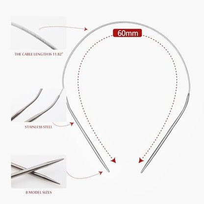 24inch (60cm) Stainless Steel Circular Knitting Needle Size US 4 (3.5mm) - Image 4