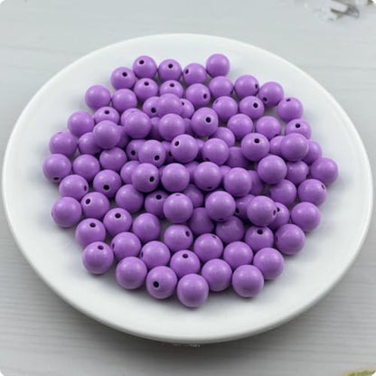 100pcs Acrylic Round Beads for Crafts 12mm Resin Candy Color Spacer Beads with Hole for Jewelry Making Sewing Crafts Decoration Necklaces Bracelets Earrings Supplies(Light Purple) - Image 2