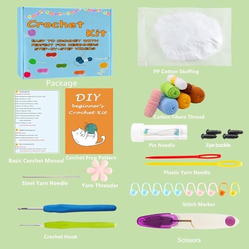 DIY Flower Crochet Kit for Beginners Animal Potted Plants Starter Knitting Kit Complete Learn to Crochet Pot for Adults Art Craft Supplies Gift with Step-by-Step Video Tutorials & Written Pattern - Image 3