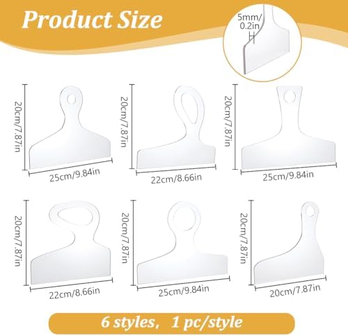 INUNLY 6 Pcs Charcuterie Board Templates for Woodworking Acrylic Router Templates 5mm Thick Charcuterie Board Handle Template Angled Curvy Tracing Stencils Cut Guide Tools for Kitchen - Image 2