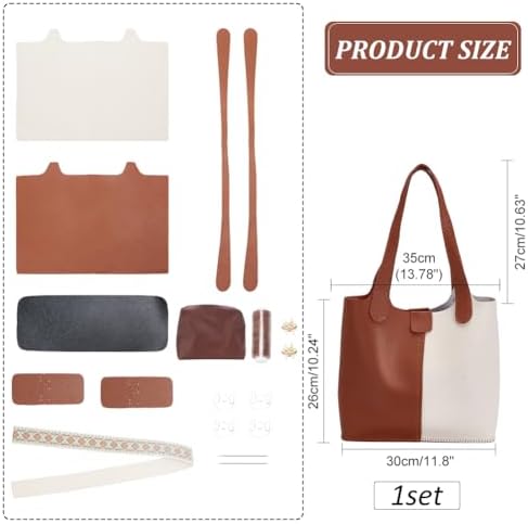 WADORN DIY PU Leather Purse Making Kit, Shoulder Bag Making Set, Camel - Image 2