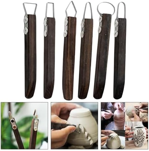 FABULETTA DIY Pottery Making Kit with Replaceable Trimming Heads, Stainless Steel Clay Sculpting Scraper and Wooden Handle for Ceramic Carving(D) - Image 3