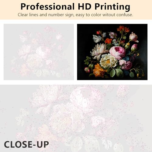 TUMOVO Colorful Flowers Paint by Numbers Craft Kit for Adults - Image 2