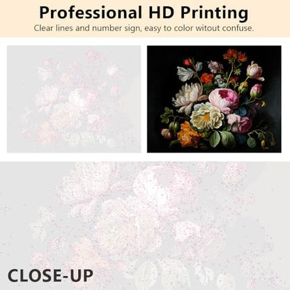 TUMOVO Colorful Flowers Paint by Numbers Craft Kit for Adults - Image 2