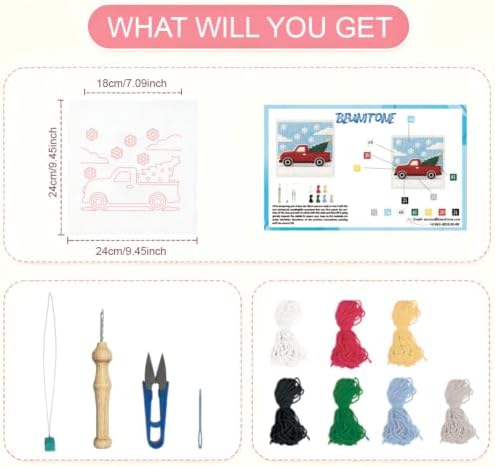 BEUNITONE Punch Needle Kit for Beginners Adults - Christmas Truck Design - Image 2
