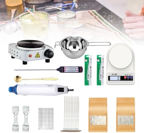 Handmade Candle Making Kit for Beginners or Adults, 600ml Wax Melting Pot + 2 Packs of Wax, Complete Set of Supplies for DIY Candle Craft Making by Unknown