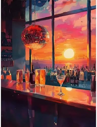 Canrichshop Vintage Cocktail Paint by Number for Adults,Paint by Numbers for Adults on Canvas Unframed,DIY Acrylic Painting by Numbers for Beginners,Easy Painting Kits for Decor 16x20inch by Canrichshop