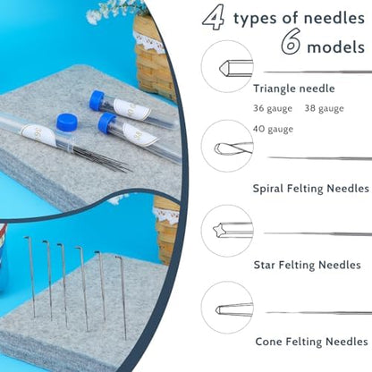 SOCNITC Needle Felting Tools Kit, 10"x8" Felting Pad and Wool Carders - Image 5