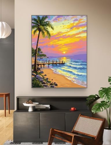 ZRIZQ Beach Paint by Numbers Kit for Adults Beginner,Sunset,16x20 - Image 6