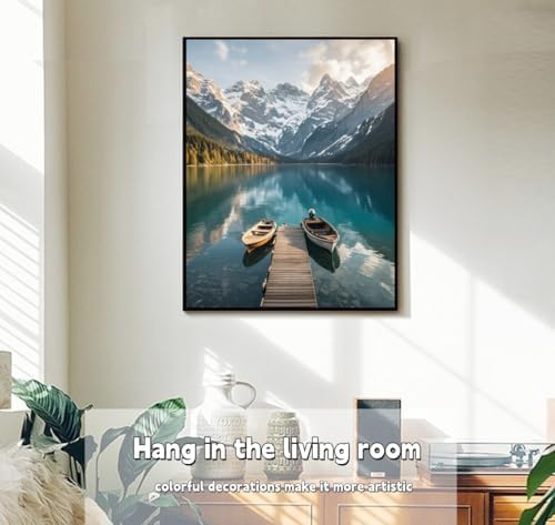 ACANDYL Paint by Numbers Kit for Adults Beginner Mountain Paint by Number for Adults Canvas Painting by Number Lake Landscape Acrylic Painting on Canvas Arts Craft Kits Decor 16x20 Inch - Image 4