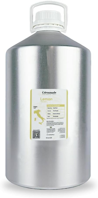 Nature Packaged Lemon Essential Oil - Direct from Citrusmade Southern Italy - Cold Pressed - Aceite de Limón for Aromatherapy, Massage, Diffuser, DIY Candle and Soap Making - 22lbs