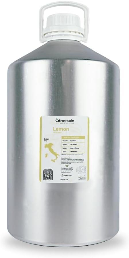 Nature Packaged Lemon Essential Oil - Direct from Citrusmade Southern Italy - Cold Pressed - Aceite de Limón for Aromatherapy, Massage, Diffuser, DIY Candle and Soap Making - 22lbs