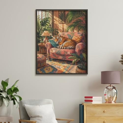 Bozfoxa Paint by Numbers Kit for Adults Beginner Tropical Tiger Sofa - Image 4