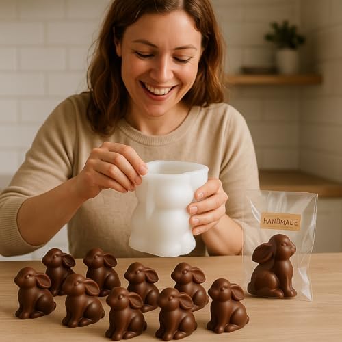 1pcs 2.6inch Bunny Silicone Molds for Soap Candle Making, 3D Animal Rabbits Reusable Silicone Molds for Wax, Chocolate DIY Molds (Bunny 1 Pack) - Image 4