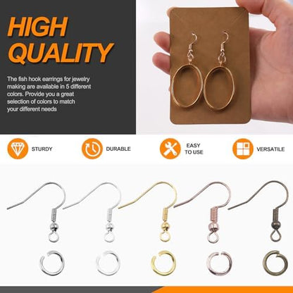 Rustark 1533Pcs Hypoallergenic Earring Making Supplies Kit with Earring Hook, Earring Back, Earring Posts, Jump Ring, Jewelry Pliers, Earring Holder Card, Clear Bag for Jewelry Making Earring Repair - Image 3