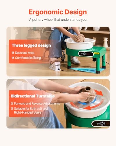 VEVOR Pottery Wheel, 10IN LCD Touch Screen Pottery Wheel Forming Machine, 350W Electric DIY Clay Sculpting Tools with Foot Pedal, Detachable ABS Basin for Adults and Beginners Art Craft - Image 4