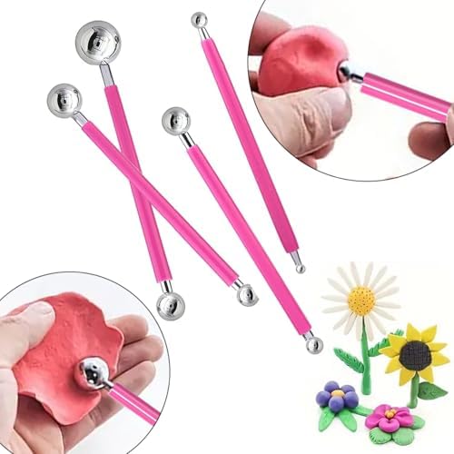 14Pcs Ball Stylus Pottery Tool Set, Pink Embossing Tool, Dual-Ended Multi-Size Clay Sculpting Dotting Tools, Professional Modeling Tools for Pottery, Polymer Clay, Nail Art, Fondant & DIY Crafts - Image 2