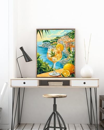 5DDIYART Seaside Lemon Paint by Numbers for Adults Beginner, Paint by Number Kits on Canvas, Paint by Easy Acrylic Oil Painting Home Wall Decor 16x20inch - Image 4