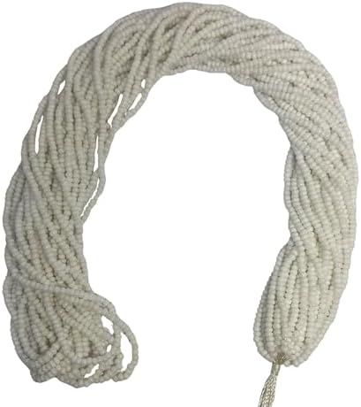 11/0 Glass Seed Beads, 12 String Hanks, Small Craft Beads, 2 mm (White) by Unknown